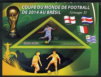 Madagascar 2014 Football World Cup in Brazil - Group D imperf triangular shaped souvenir sheet unmounted mint, stamps on , stamps on  stamps on football, stamps on  stamps on triangular, stamps on  stamps on shaped