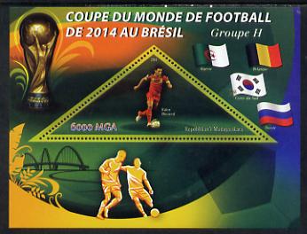 Madagascar 2014 Football World Cup in Brazil - Group H perf triangular shaped souvenir sheet unmounted mint, stamps on football, stamps on triangular, stamps on shaped