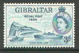 Gibraltar 1954 Royal Visit (Liner Saturnia) unmounted mint SG 159*, stamps on royalty, stamps on royal visit, stamps on ships