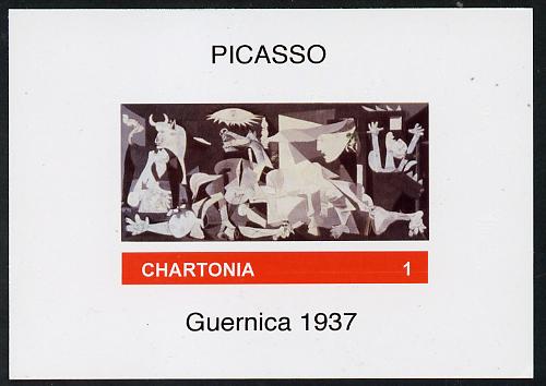 Chartonia (Fantasy) Guernica (1937) by Picasso imperf deluxe sheet on glossy card unmounted mint, stamps on picasso, stamps on arts