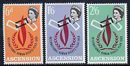 Ascension 1968 Human Rights Year set of 3, SG 110-12 unmounted mint*, stamps on human-rights