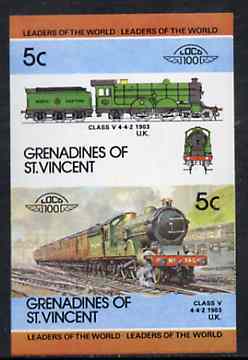 St Vincent - Grenadines 1984 Locomotives #2 (Leaders of the World) 5c (4-4-2 Class V) se-tenant proof pair as issued but imperforate (as SG 313a) unmounted mint, stamps on railways