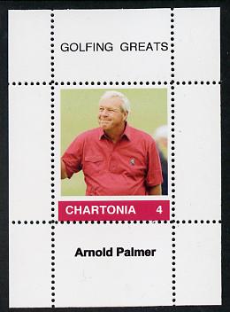 Chartonia (Fantasy) Golfing Greats - Arnold Palmer perf deluxe sheet on thin glossy card unmounted mint, stamps on sport, stamps on golf