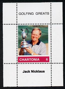 Chartonia (Fantasy) Golfing Greats - Jack Nicklaus perf deluxe sheet on thin glossy card unmounted mint, stamps on sport, stamps on golf