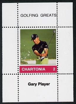 Chartonia (Fantasy) Golfing Greats - Gary Player perf deluxe sheet on thin glossy card unmounted mint, stamps on sport, stamps on golf