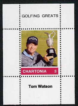 Chartonia (Fantasy) Golfing Greats - Tom Watson perf deluxe sheet on thin glossy card unmounted mint, stamps on sport, stamps on golf