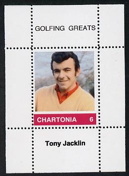Chartonia (Fantasy) Golfing Greats - Tony Jacklin perf deluxe sheet on thin glossy card unmounted mint, stamps on sport, stamps on golf