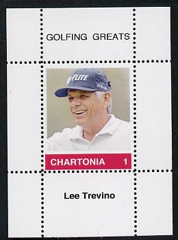 Chartonia (Fantasy) Golfing Greats - Lee Trevino perf deluxe sheet on thin glossy card unmounted mint, stamps on sport, stamps on golf