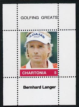 Chartonia (Fantasy) Golfing Greats - Bernhard Langer perf deluxe sheet on thin glossy card unmounted mint, stamps on sport, stamps on golf
