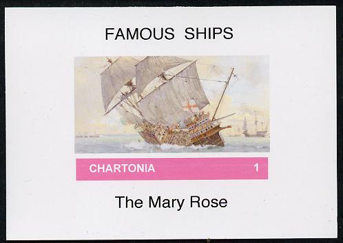 Chartonia (Fantasy) Famous Ships - Mary Rose imperf deluxe sheet on glossy card unmounted mint, stamps on ships, stamps on 
