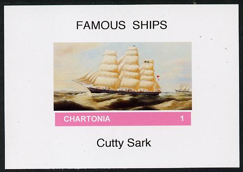 Chartonia (Fantasy) Famous Ships - Cutty Sark imperf deluxe sheet on glossy card unmounted mint, stamps on , stamps on  stamps on ships, stamps on  stamps on cutty sark, stamps on  stamps on  tea , stamps on  stamps on drink