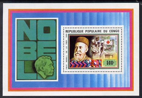 Congo 2001 Henri Dunant - Nobel Proze Winner perf m/sheet unmounted mint. Note this item is privately produced and is offered purely on its thematic appeal , stamps on personalities, stamps on peace, stamps on nobel, stamps on red cross
