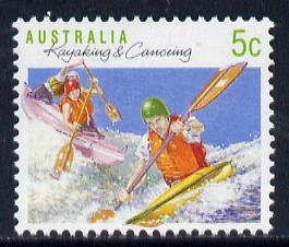 Australia 1989-94 Kayak & Canoeing 5c unmounted mint, from Sports def set of 19, SG 1172, stamps on sport, stamps on canoe, stamps on canoeing