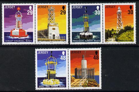 Jersey 2003 Lighthouses - 2nd Issue set if 6 (3 se-tenant pairs) unmounted mint SG 1086-91, stamps on , stamps on  stamps on aviation
