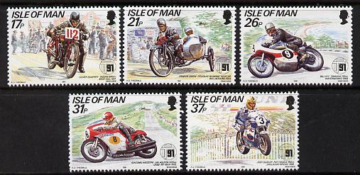 Isle of Man 1991 80th Anniversary of TT Mountain Course perf set of 5 unmounted mint SG 478-92, stamps on , stamps on  stamps on sport, stamps on  stamps on motorbikes, stamps on  stamps on 