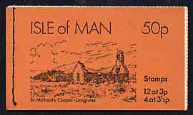 Isle of Man 1974 St Michael's Chapel 50p Booklet (yellow cover) complete and pristine, SG SB7, stamps on churches