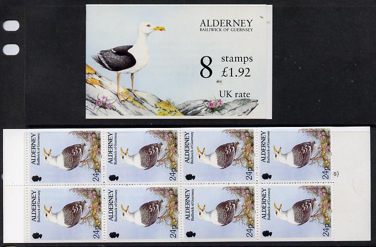 Guernsey - Alderney 1994-95 Flora & Fauna Â£1.92 booklet complete & fine SG ASB2, stamps on birds, stamps on flowers