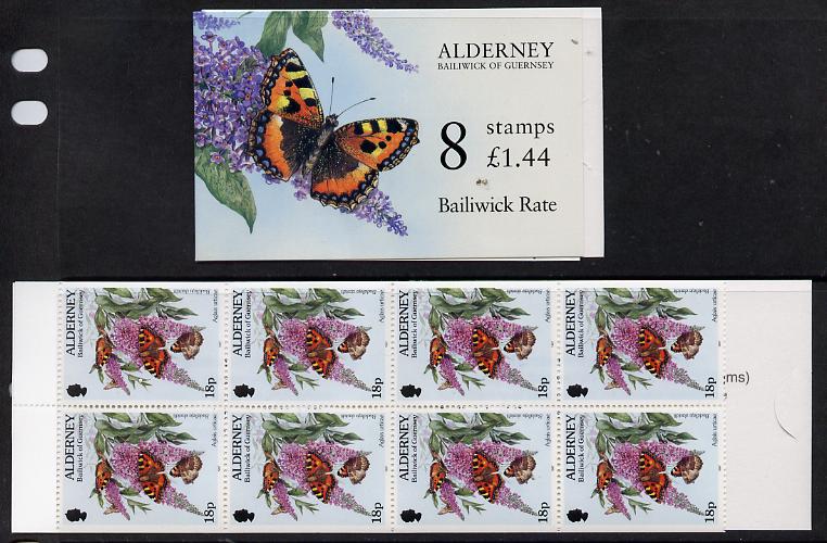 Guernsey - Alderney 1997 Flora & Fauna Â£1.44 booklet complete & fine SG ASB3, stamps on flowers, stamps on butterflies