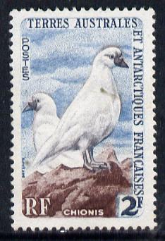 French Southern & Antarctic Territories 1956-60 Black-Faced Sheathbills 2f unmounted mint SG 6, stamps on polar, stamps on birds