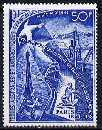 French Southern & Antarctic Territories 1969 Fifth Antarctic Treaty Meeting 50f unmounted mint SG 51, stamps on polar, stamps on 