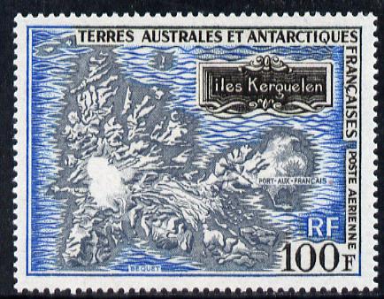 French Southern & Antarctic Territories 1969 Map 100f unmounted mint SG 55, stamps on polar, stamps on maps