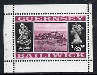 Guernsey 1973 Castle & Edward the Confessor 1/2p Booklet Pane (stamp with margins all round) SG 44ab, stamps on , stamps on  stamps on castles     royalty