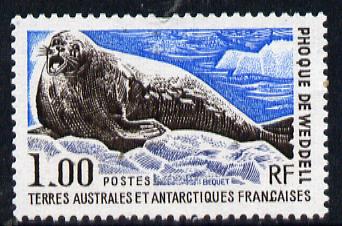 French Southern & Antarctic Territories 1976 Weddell Seal 1f unmounted mint SG 101, stamps on polar, stamps on seals