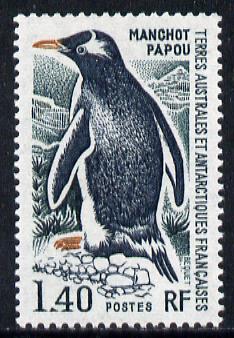 French Southern & Antarctic Territories 1976 Gentoo Penguin 1f40 unmounted mint SG 103, stamps on , stamps on  stamps on polar, stamps on  stamps on birds, stamps on  stamps on penguins