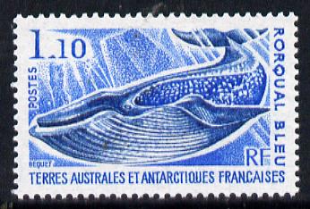 French Southern & Antarctic Territories 1977 Marine Mammals - Blue Whale 1f10 unmounted mint SG 113, stamps on polar, stamps on ships, stamps on whales, stamps on mammals