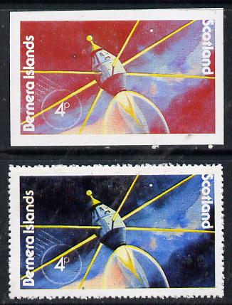 Bernera 1978 Spacecraft 4p imperf single with black omitted plus perf normal unmounted mint , stamps on space