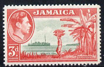 Jamaica 1938-52 KG6 Bananas 3d green & scarlet unmounted mint, SG 126c, stamps on , stamps on  kg6 , stamps on bananas
