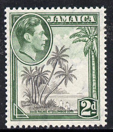 Jamaica 1938-52 KG6 Coco Palms 2d perf 13 x 13.5 unmounted mint, SG 124c, stamps on , stamps on  kg6 , stamps on trees