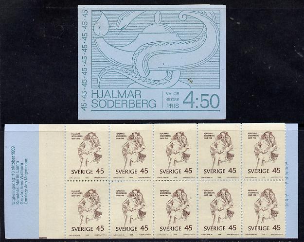 Sweden 1969 Birth Centenary of Hjalmar Soderberg 4.50k booklet complete and fine, SG SB 240, stamps on literature