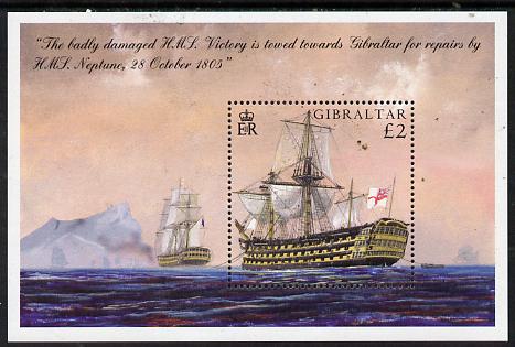 Gibraltar 2005 Bicentenary of the Battle of Trafalgar perf m/sheet unmounted mint, SG MS 1124, stamps on personalities, stamps on nelson, stamps on ships, stamps on battles