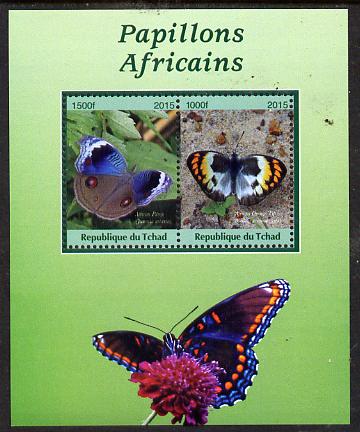 Chad 2015 African Butterflies #1 (green background) perf sheetlet containing 2 values unmounted mint. Note this item is privately produced and is offered purely on its thematic appeal. . , stamps on butterflies