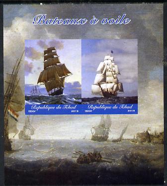 Chad 2015 Sailing Ships imperf sheetlet containing 2 values unmounted mint. Note this item is privately produced and is offered purely on its thematic appeal. . , stamps on ships