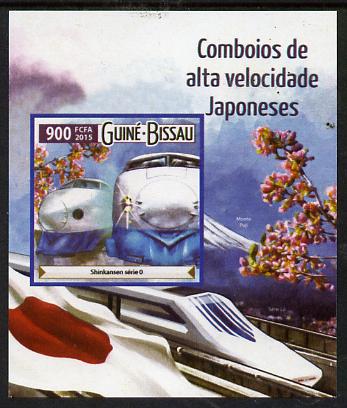 Guinea - Bissau 2015 Japanese High Speed Trains #4 imperf deluxe sheet unmounted mint. Note this item is privately produced and is offered purely on its thematic appeal, stamps on , stamps on  stamps on railways