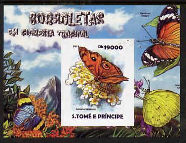 St Thomas & Prince Islands 2015 Butterflies #2 imperf deluxe m/sheet unmounted mint. Note this item is privately produced and is offered purely on its thematic appeal, stamps on butterflies, stamps on 