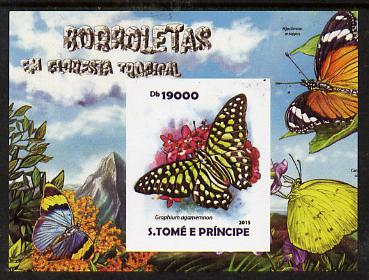St Thomas & Prince Islands 2015 Butterflies #3 imperf deluxe m/sheet unmounted mint. Note this item is privately produced and is offered purely on its thematic appeal, stamps on butterflies, stamps on 