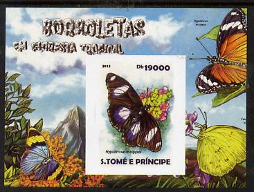St Thomas & Prince Islands 2015 Butterflies #4 imperf deluxe m/sheet unmounted mint. Note this item is privately produced and is offered purely on its thematic appeal, stamps on butterflies, stamps on 
