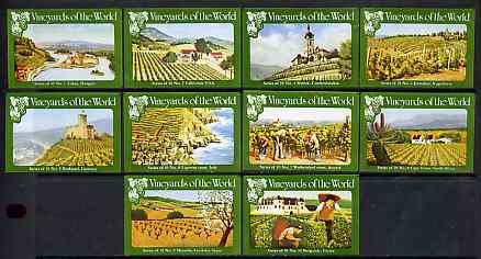 Match Box Labels - complete set of 10 Vineyards of the World, superb unused condition (Cornish Match Co), stamps on wine    alcohol    drink