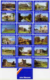 Match Box Labels - complete set of 18+1 Great British Castles, superb unused condition (John Menzies), stamps on castles