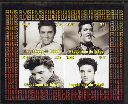 Chad 2015 Elvis Presley #9 imperf sheetlet containing 4 values unmounted mint. Note this item is privately produced and is offered purely on its thematic appeal. . , stamps on personalities, stamps on elvis, stamps on music, stamps on films, stamps on cinema, stamps on movies, stamps on pops, stamps on rock