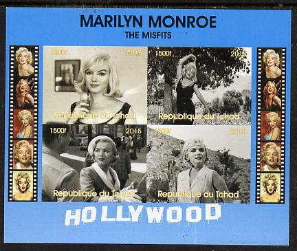 Chad 2015 Marilyn Monroe - The Misfits imperf sheetlet containing 4 values unmounted mint. Note this item is privately produced and is offered purely on its thematic appeal. . , stamps on personalities, stamps on films, stamps on cinema, stamps on movies, stamps on music, stamps on marilyn, stamps on monroe