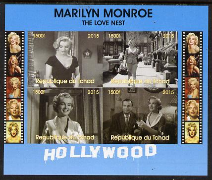 Chad 2015 Marilyn Monroe - The Love Nest imperf sheetlet containing 4 values unmounted mint. Note this item is privately produced and is offered purely on its thematic appeal. . , stamps on personalities, stamps on films, stamps on cinema, stamps on movies, stamps on music, stamps on marilyn, stamps on monroe