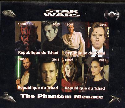 Chad 2015 Star Wars - The Phantom Menace imperf sheetlet containing 4 values unmounted mint. Note this item is privately produced and is offered purely on its thematic ap..., stamps on films, stamps on cinema, stamps on movies, stamps on  tv , stamps on sci-fi, stamps on 