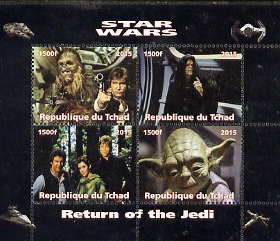 Chad 2015 Star Wars - Return of the Jedi perf sheetlet containing 4 values unmounted mint. Note this item is privately produced and is offered purely on its thematic appeal. . , stamps on films, stamps on cinema, stamps on movies, stamps on  tv , stamps on sci-fi, stamps on 