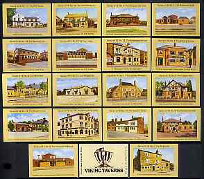 Match Box Labels - complete set of 18+1 Viking Taverns, superb unused condition (Cornish Match Co), stamps on pubs     alcohol     drink