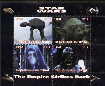 Chad 2015 Star Wars - The Empire Strikes Back perf sheetlet containing 4 values unmounted mint. Note this item is privately produced and is offered purely on its thematic..., stamps on films, stamps on cinema, stamps on movies, stamps on  tv , stamps on sci-fi, stamps on 