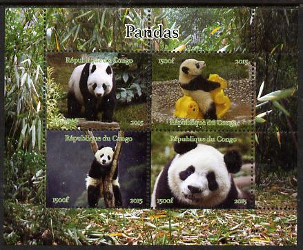 Congo 2015 Pandas perf sheetlet containing 4 values unmounted mint. Note this item is privately produced and is offered purely on its thematic appeal, it has no postal validity, stamps on animals, stamps on bears.pandas